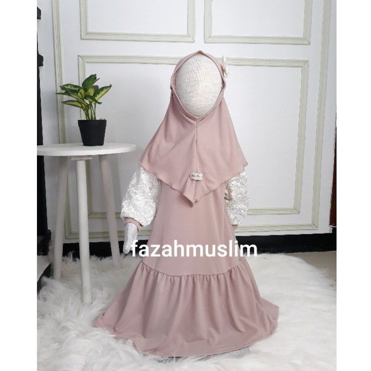 Gamis bayi perempuan baju muslim aqiqah baby, dress pesta gaun brukat set hijab fazah muslim