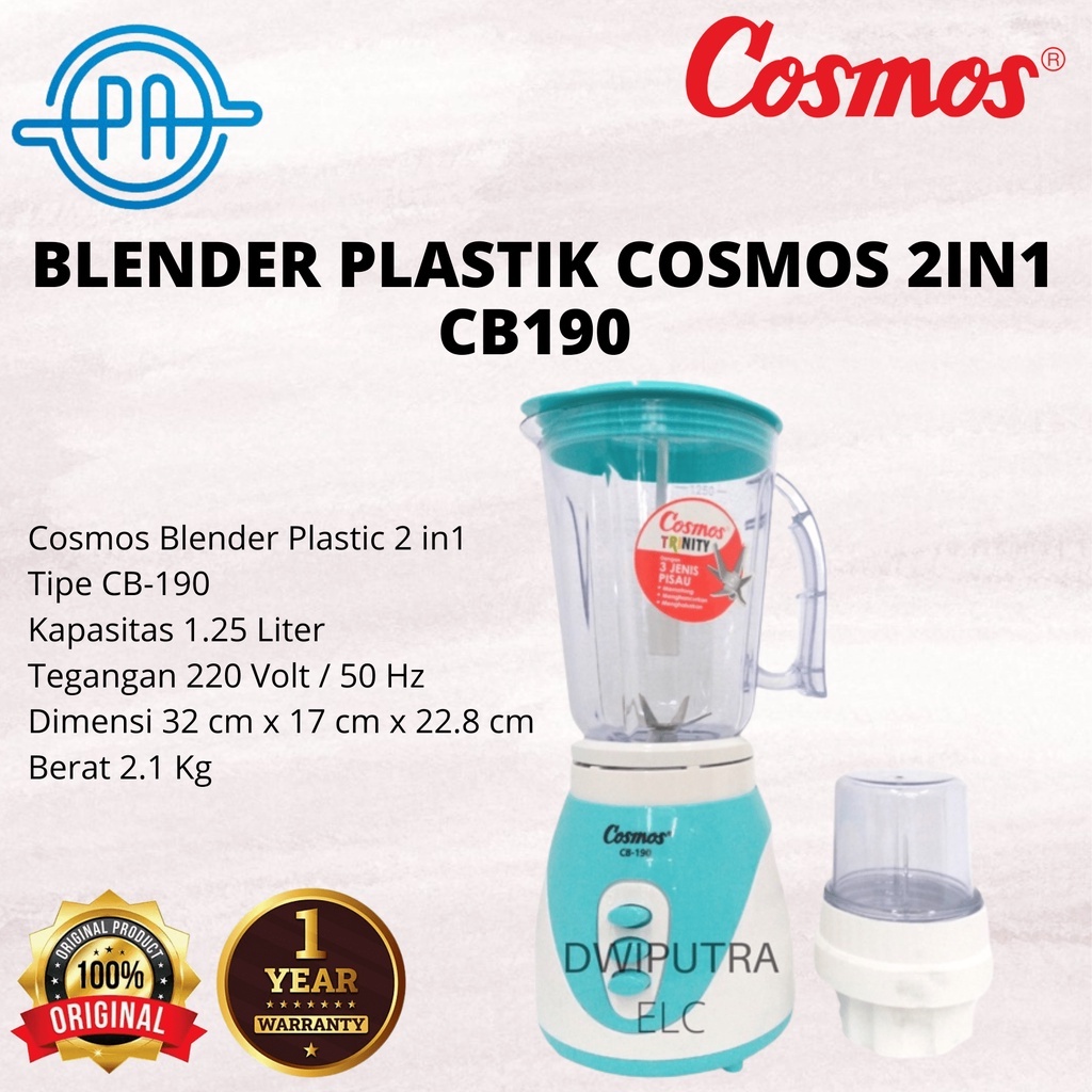 BLENDER COSMOS CB190 CB 190 2IN1 PLASTIK