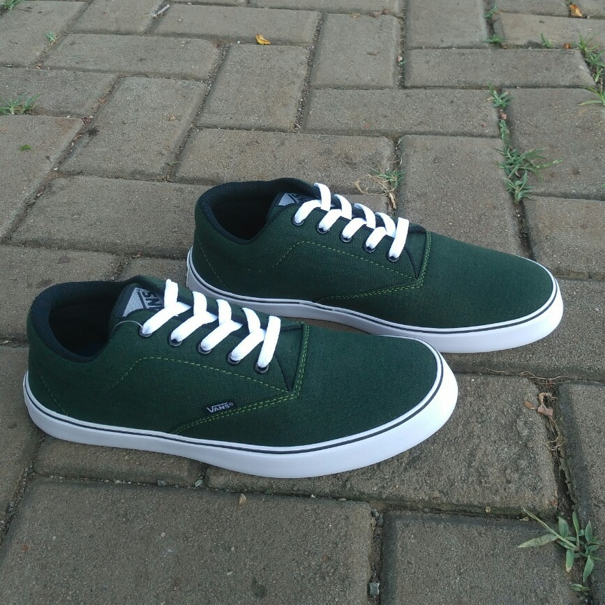 SEPATU PRIA VANS ERA AUTHENTIC HIJAU ARMY KASUAL SNEAKERS