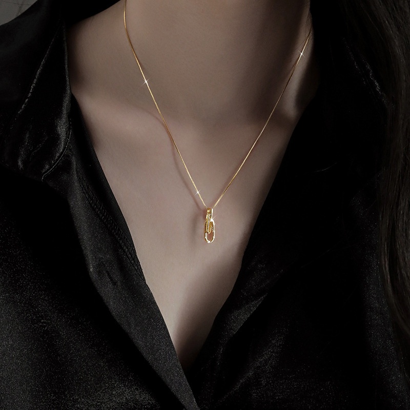 Kalung Rantai Klavikula Desain Alfabet Untuk Aksesoris