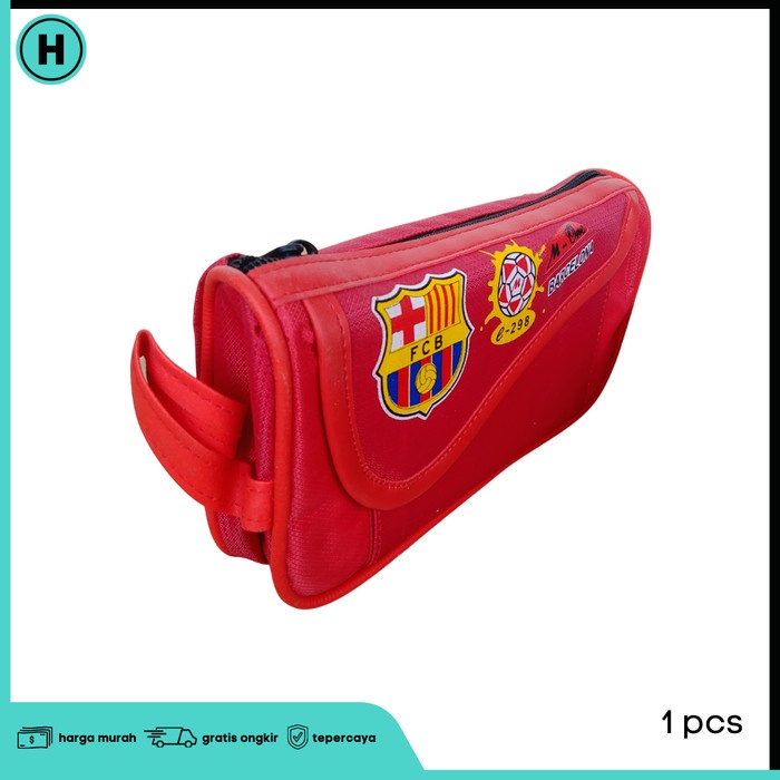

Mudah Tempat Pensil / Pencil Case Bahan Kain Bermotif Klub Bola Resleting Hemat
