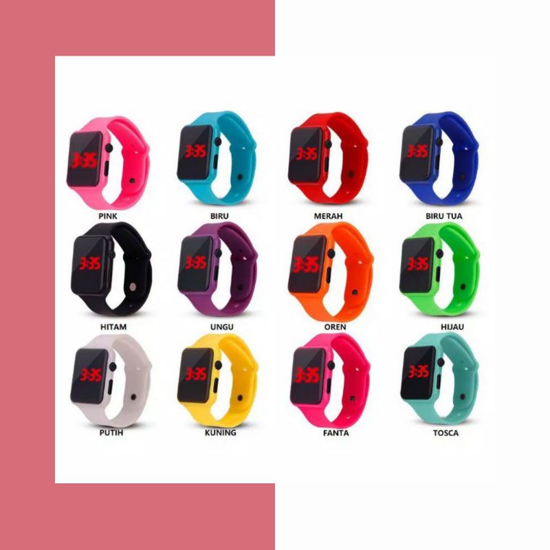 MESIN JAPAN !! JAM TANGAN WANITA PRIA RUBBER DIGITAL LED WATCH MURAH BERKUALITAS JF037