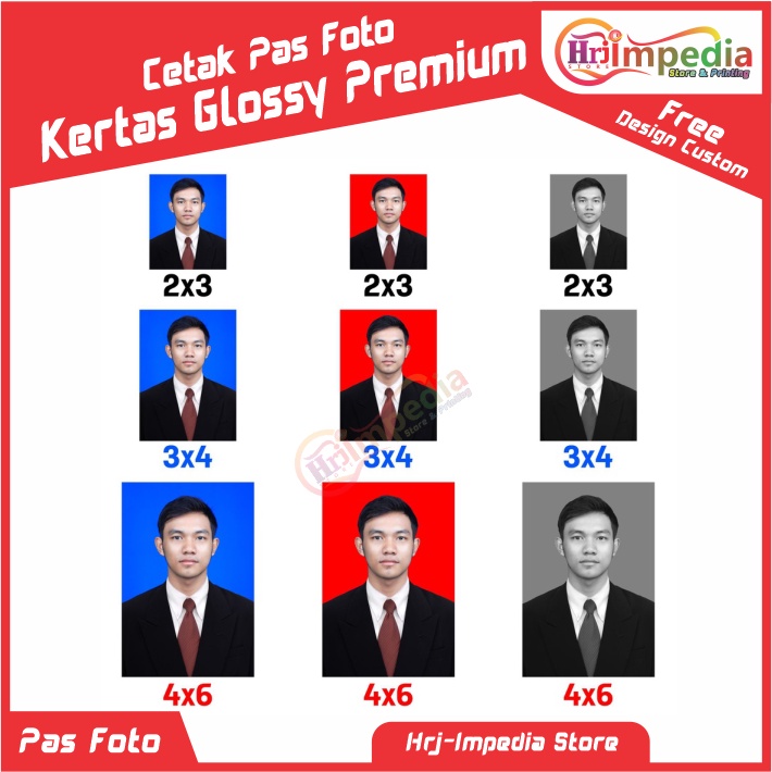 Cetak Pas Foto Ukuran 4x6 3x4 2x3 | Foto Kertas Foto Premium Glossy