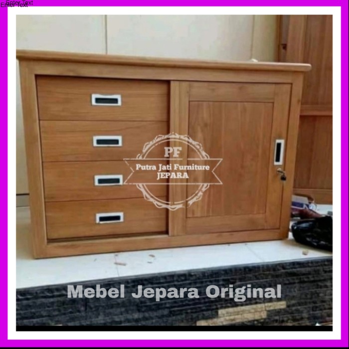 Meja Tv laci - Bufet kecil pendek model minimalis kayu jati