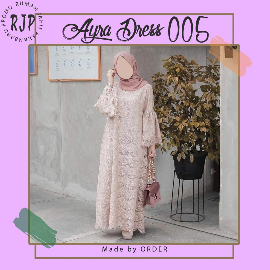 Dress brokat renda elegant