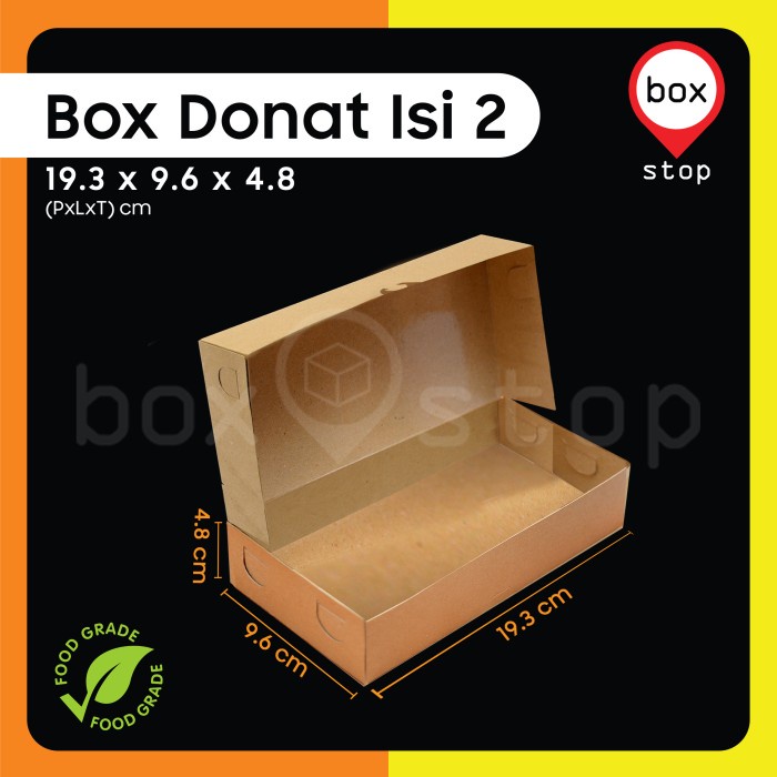 Box Donat - Kotak Donat - Dus Donat Donut - COKLAT- Isi 2 (50 pcs)