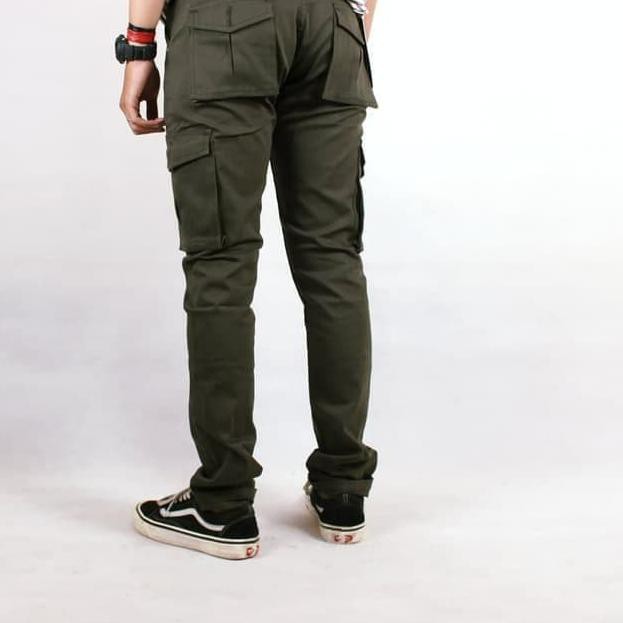 oam 29 OOTD  Celana  Cargo  Panjang Slimfit Premium Olive 