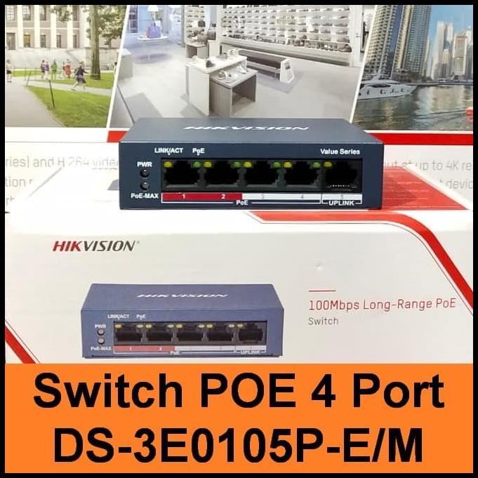 Hikvision Poe Ds-3E0105P-E/M Switch Hub Poe 4 Port