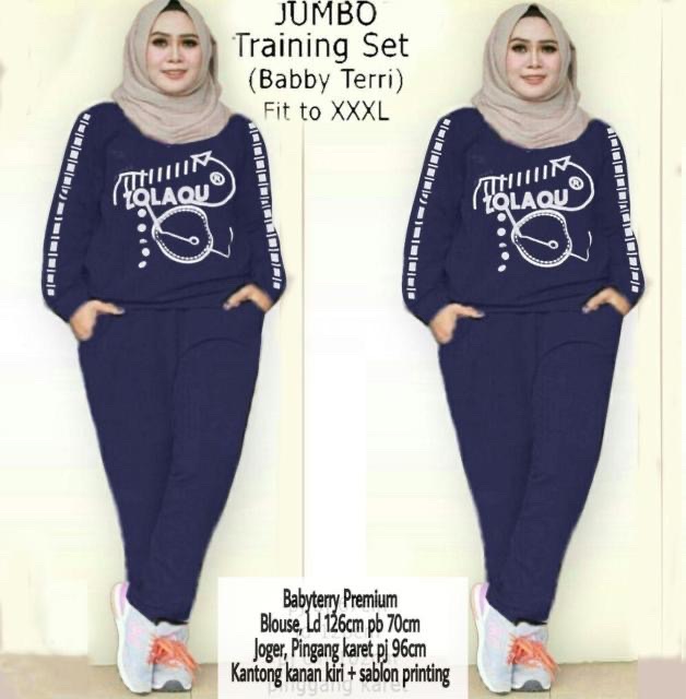 ZR Jombo training set / Stelan Jogger wanita Jumbo / Stelan Big Size