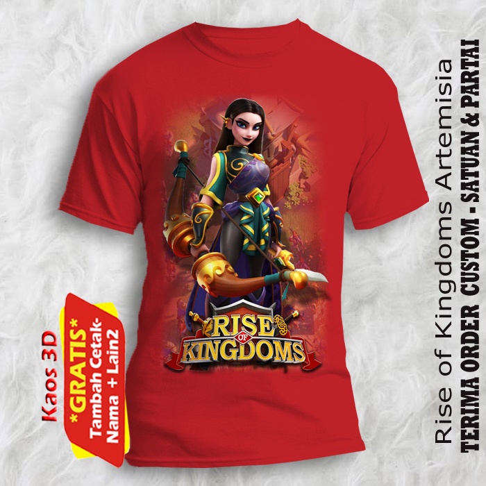 Atasan anak dan dewasa gambar Rise of Kingdoms Artemisia / custom kaos gratis cetak tulisan