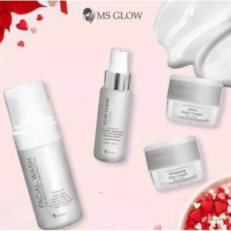 Ms GLOW Paket Wajah Paket Cream Wajah Ms Glow + Serum/Whitening/Luminous/Acne/Ultimate Free Pouch