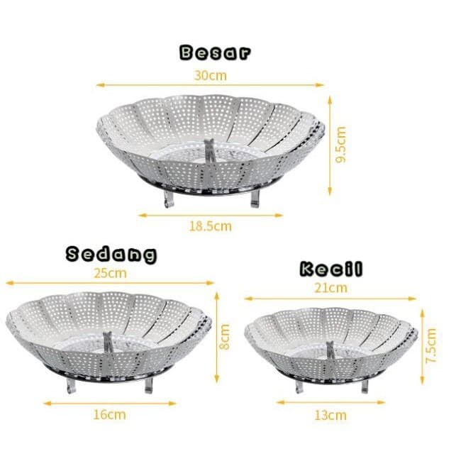 Kukusan Stainless Flexible Steamer Alat Kukus Lipat Serbaguna