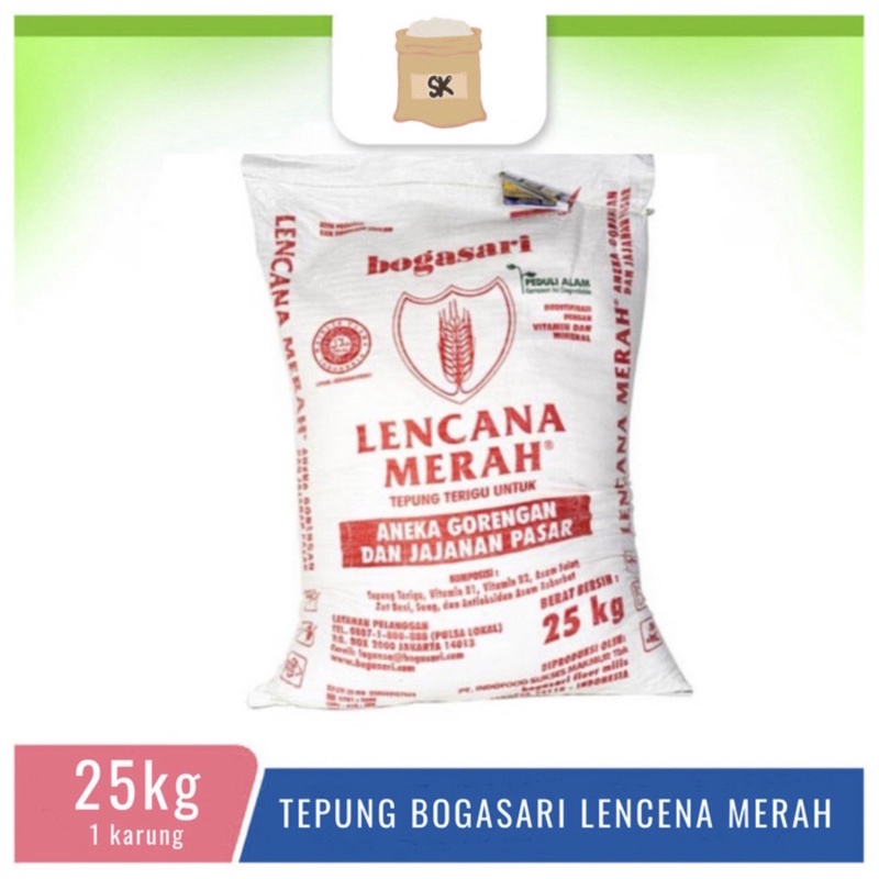 

Tepung Terigu Bogasari Lencena Merah 25 kg