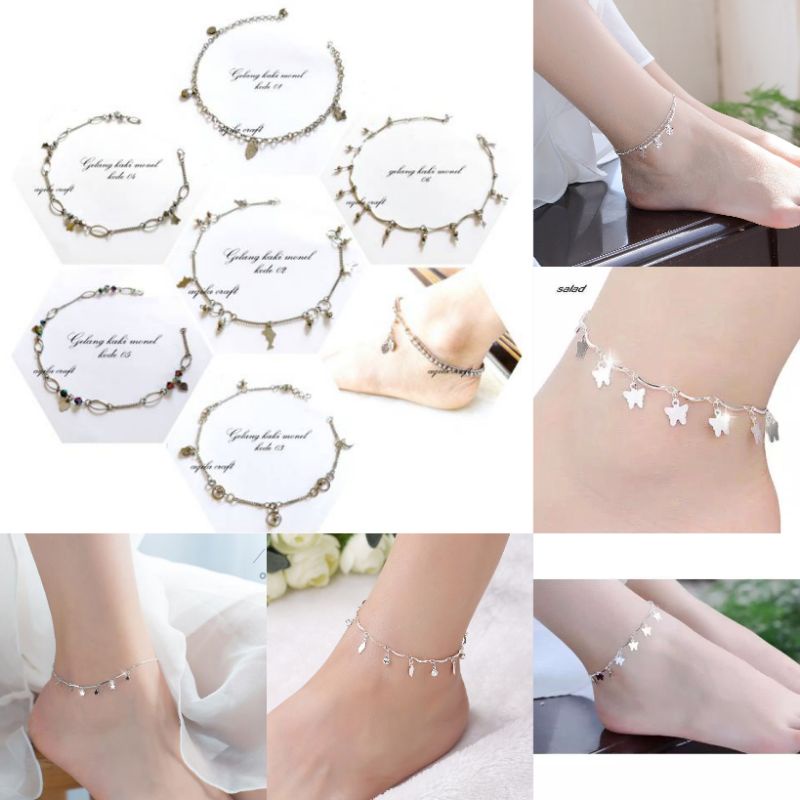 4s Grosir Solo || Gelang Kaki Rantai 925 silver model tulang hati untuk wanita