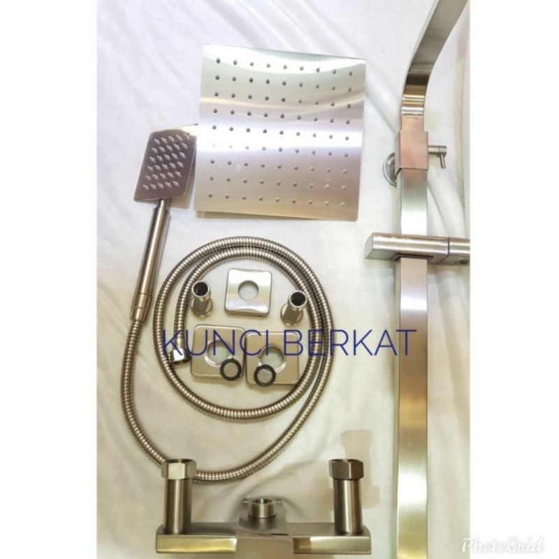 Shower coloum minimalis stainless doff/Shower set kotak sus doff/Shower tiang 3 in 1