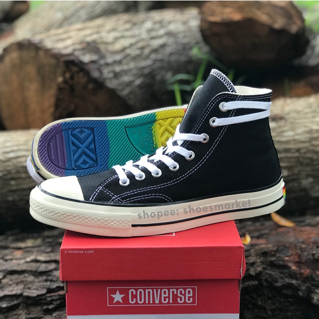 SEPATU CONVERSE 70S HIGH X RAINBOW BLACK WHITE ALL STAR CHUCK TAYLOR