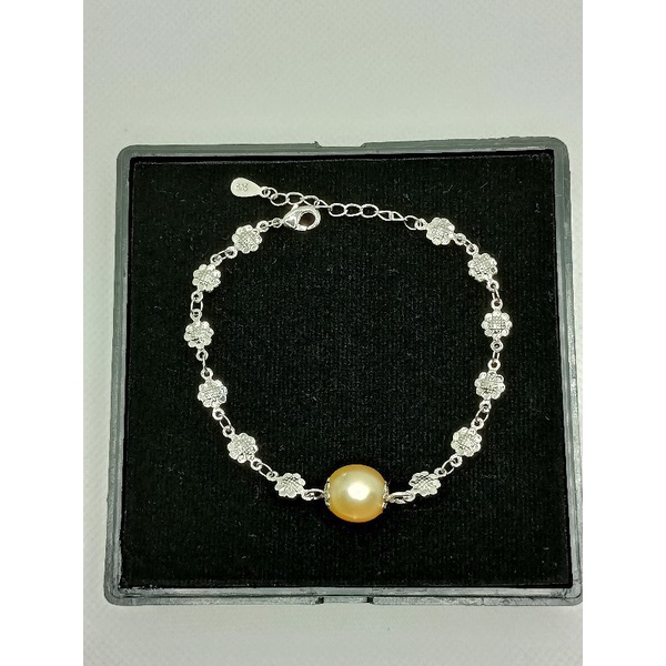 Gelang perak mutiara laut gold | gelang silver mutiara laut MUTIARA LOMBOK ASLI