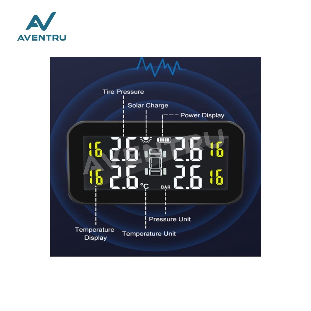 Pengukur tekanan ban Real Time TPMS Solar Deteksi tekanan Angin Mobil