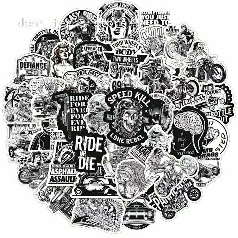 Sticker Biker gothic bw