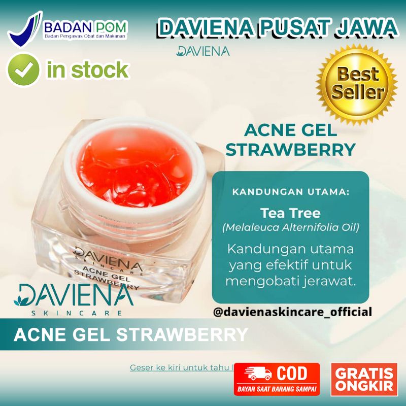 ACNE GEL STRAWBERRY DAVIENA SKINCARE| GEL PENGHILANG JERAWAT