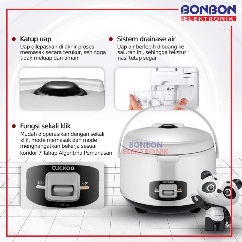 CUCKOO Rice Cooker Mechanical CR-1055/BK 1.8L No.1 in Korea 1055BK