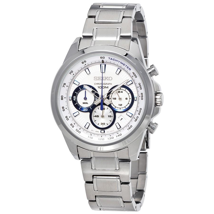 Seiko Quartz SSB239P1 Chronograph White-Blue | Jam Pria SSB239