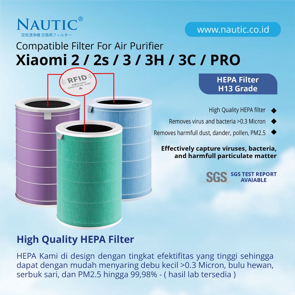 HEPA Filter Air Purifier Xiaomi 2H/2S/2C/3C/3H/Pro/2/3