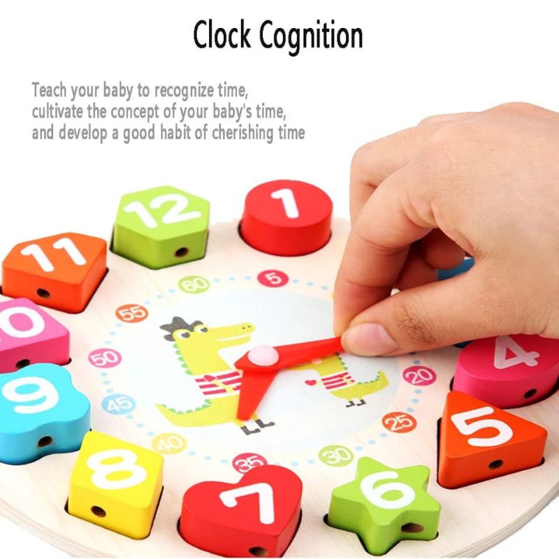 Mainan edukasi SETON CLOCK - Mainan Edukatif - Jam Puzzle Bentuk Meronce Angka - wooden toys