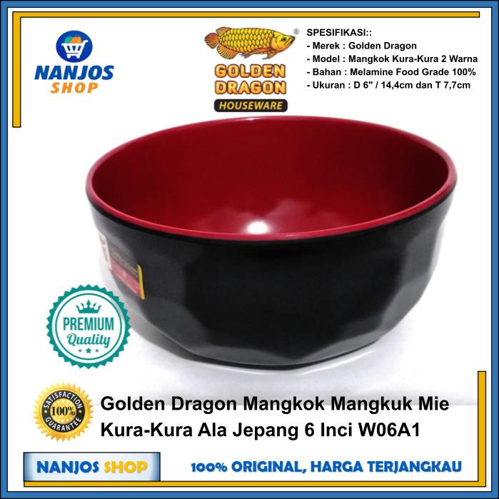 Golden Dragon Mangkok Mangkuk Mie Kura-Kura Ala Jepang 6 Inci W06A1