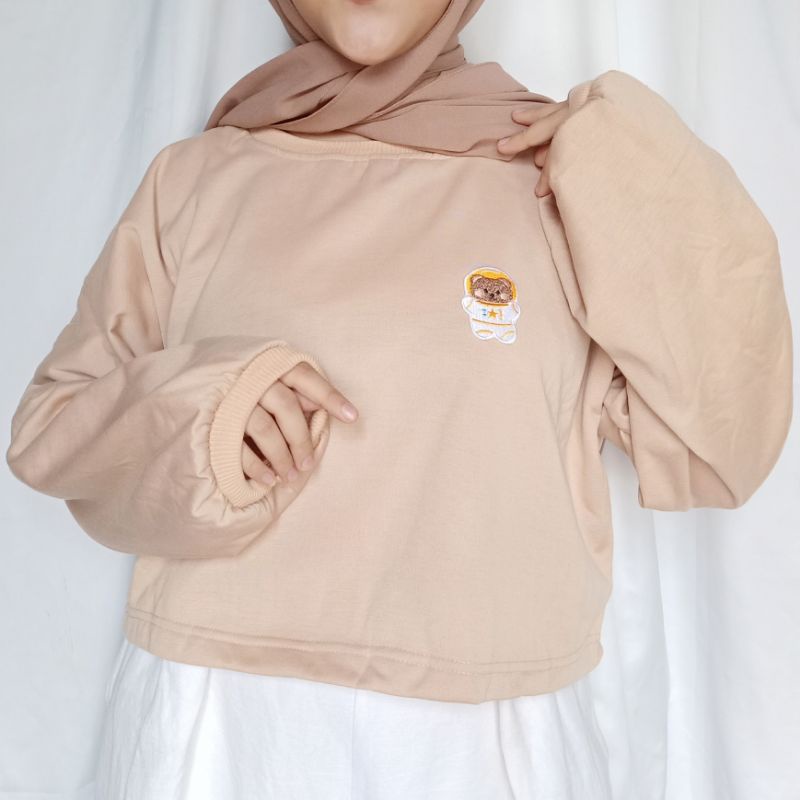 Azalea Sweater Cream | Sweater lengan Balon Sweater Crop cute | Atasan lengan Balon cute