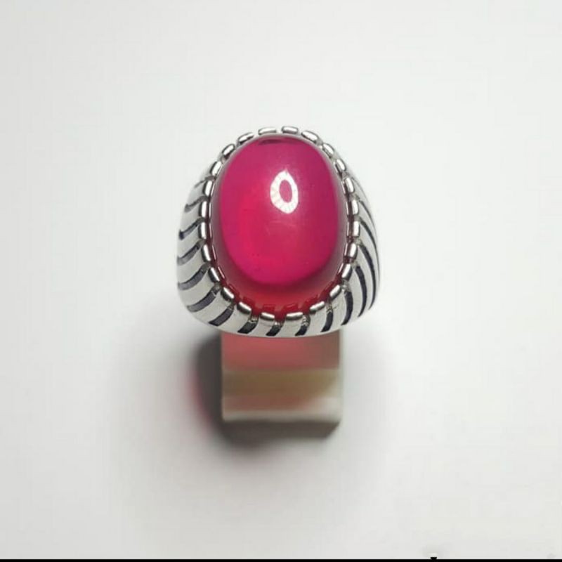 Cincin Batu Permata Merah Rose Merah Siam