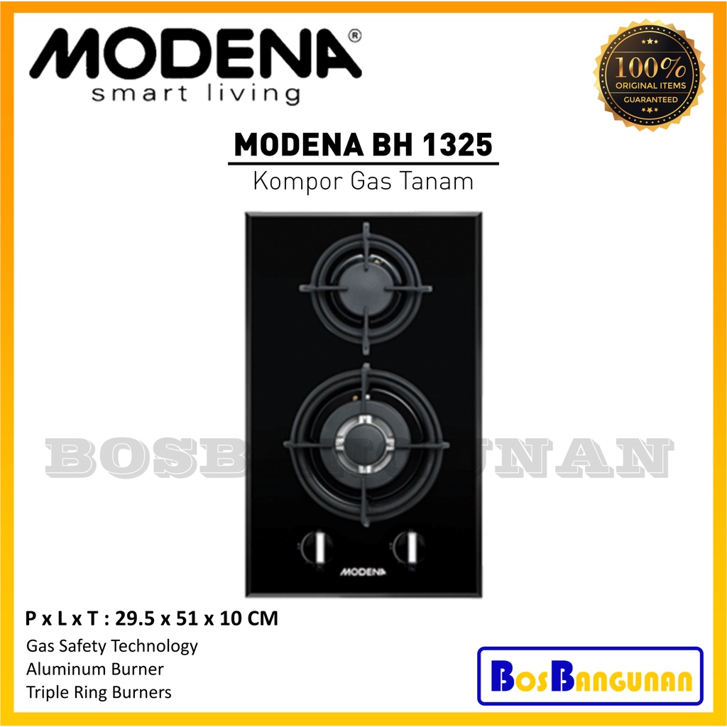 Kompor Tanam MODENA Gas BH1325 / Kompor Gas 2 Tungku MODENA BH 1325 / Kompor MODENA