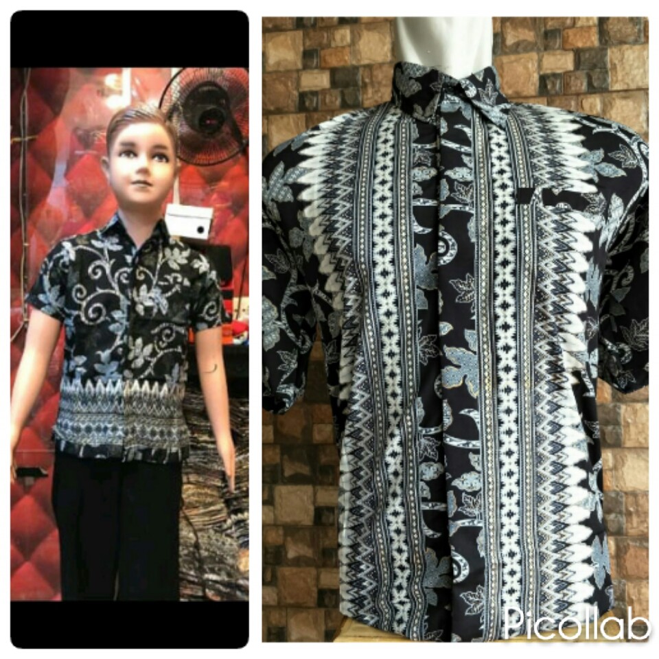 couple anak dan ayah kemeja batik pendek modern