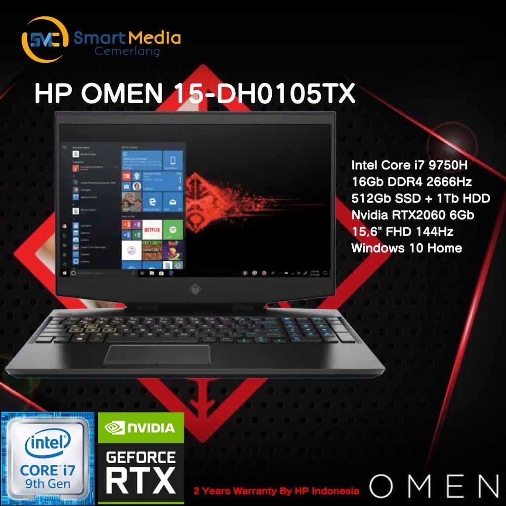 Laptop Hp Gaming Omen 15 Dh0105tx I7 9750 16gb 1tb 512gb Gtx2060 6gb Shopee Indonesia