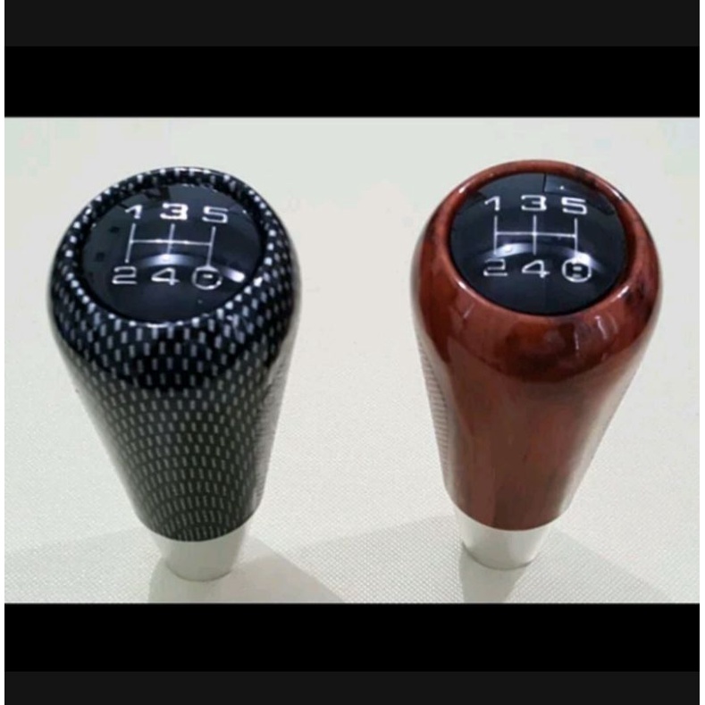 TUAS KNOB GEAR PERSNELING SHIFT KNOP MOBIL MANUAL UNIVERSAL MOTIF CARBON DAN KAYU WOOD