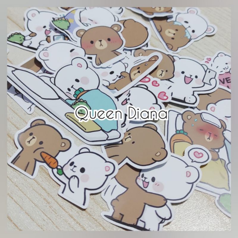 

Stiker kertas karakter Milk&mocha 24pcs stiker aksesoris karakter line