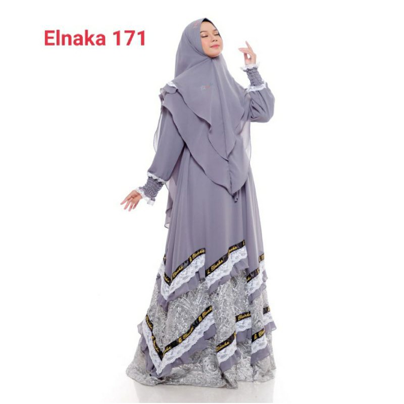 Elnaka 171 gamis syari ceruty renda bordir by elnaka
