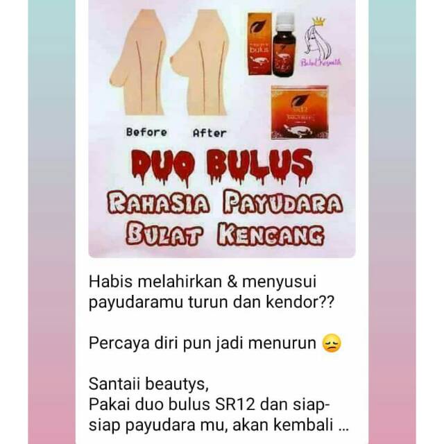 PAKET PEMBESAR PAYUDARA SR12/MENGENCANGKAN PAYUDARA/PAYUDARA PADAT BERISI/KENCENG/MINYAK BULUS/SABUN