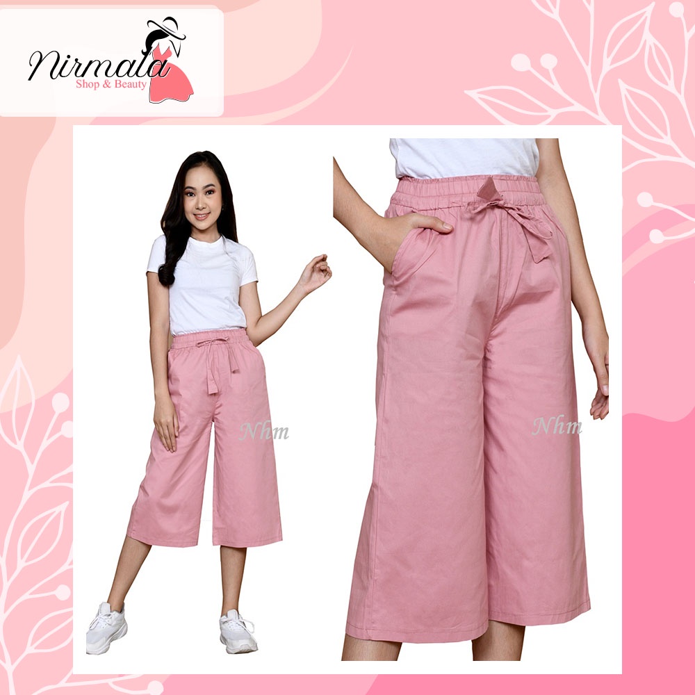 NHM Celana Kulot Pendek Wanita Polos Celana Pendek 7/8 Katun Stretch