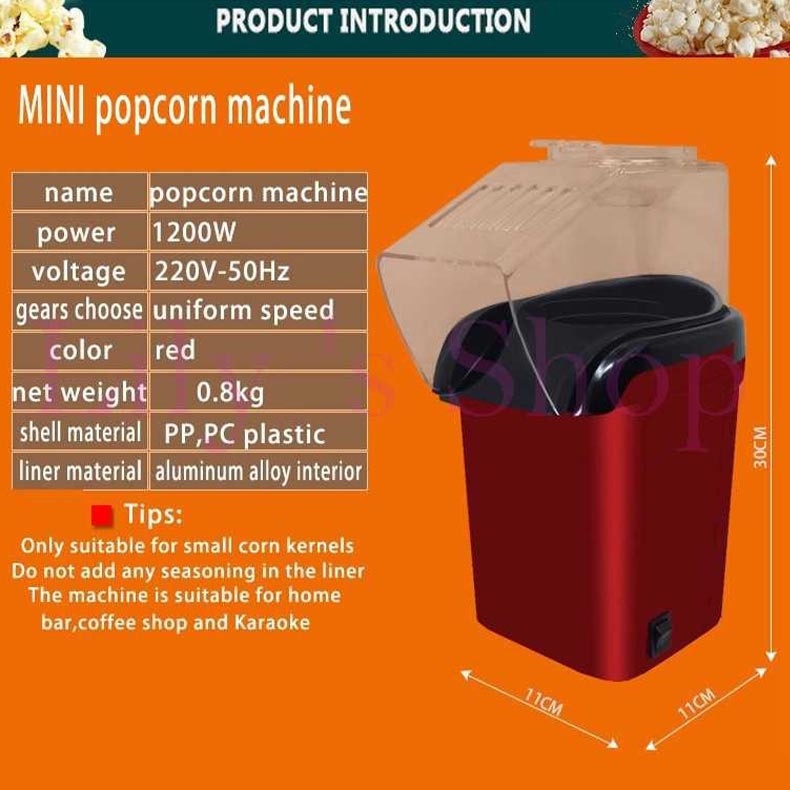 Mesin Popcorn Maker Electric Hot Air Corn Machine 1200W