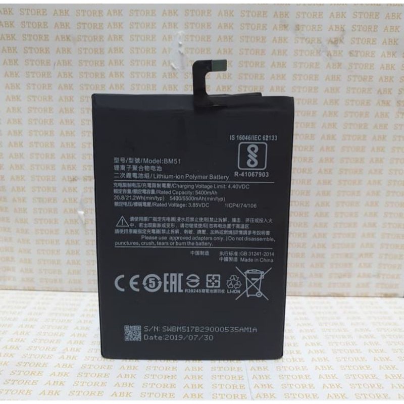 BATTERY BATRE BATRAI BATERAI XIAOMI MI MAX 3 BM51 BATT ORIGINAL