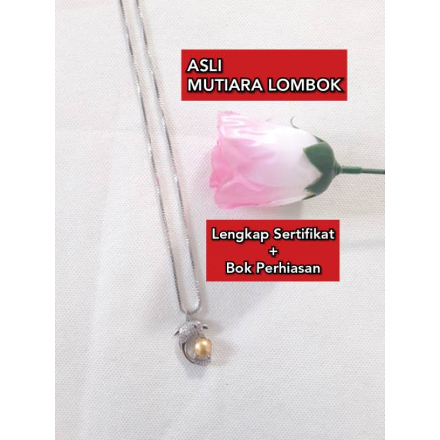 K10 KALUNG ANTI KARAT MUTIARA AIR TAWAR LOMBOK KALUNG LIONTIN LUMBA LUMBA RHODIUM SILVER