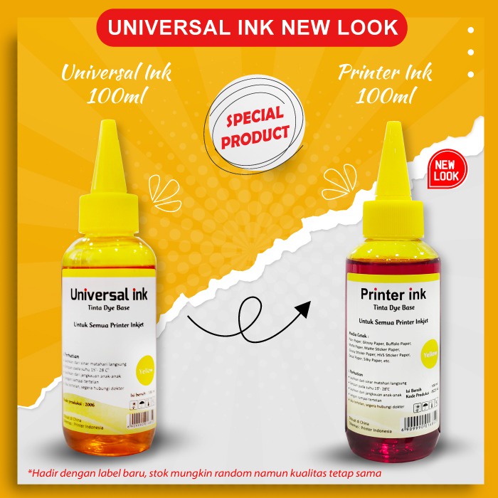 Tinta Universal Ink Light Cyan 100ml, Tinta Dye Base Tutup Model Kerucut