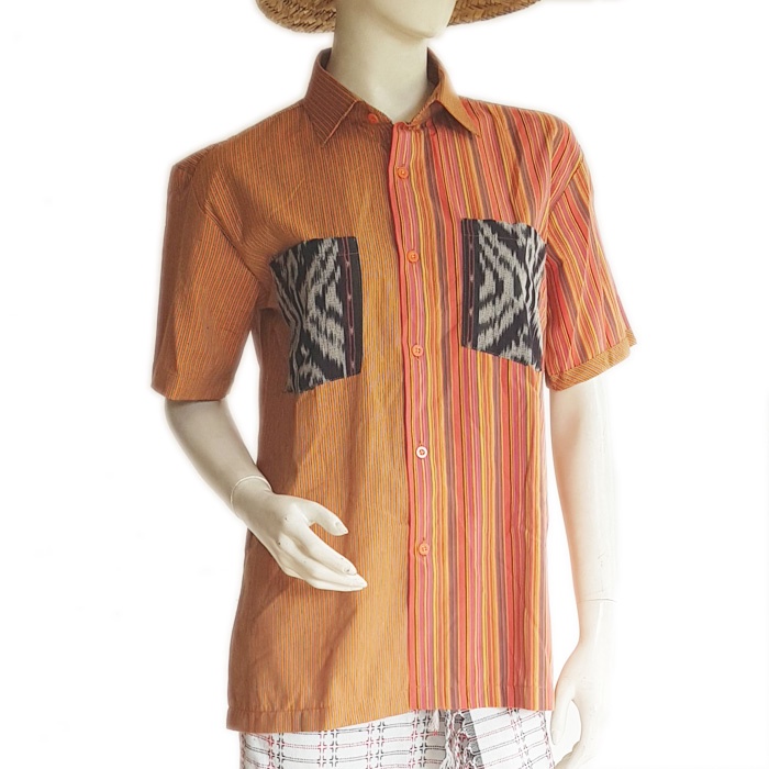 Klambi Abite Blouse Asimetris Batik Lurik Temun Wanita Tanpa Lengan