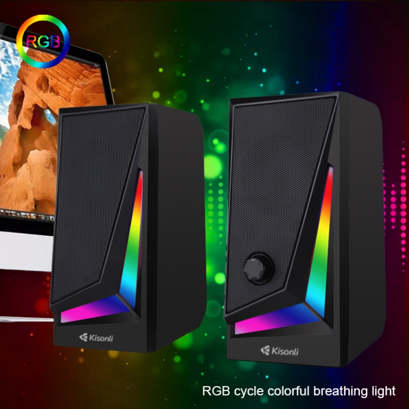 Speaker Gaming Komputer / Laptop Kisonli X1 LED RGB Light &amp; Volume Control Kisonli-X1-RGB