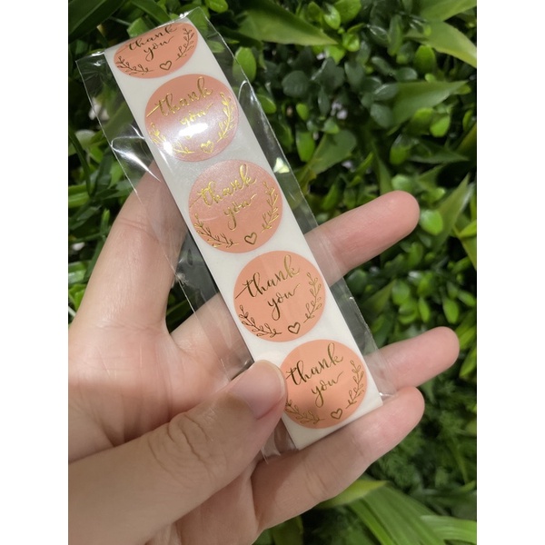 (50pcs) Stiker Thank You Bulat size 2,5cm / Thank You stickers Olshop etc-Simply peach gold