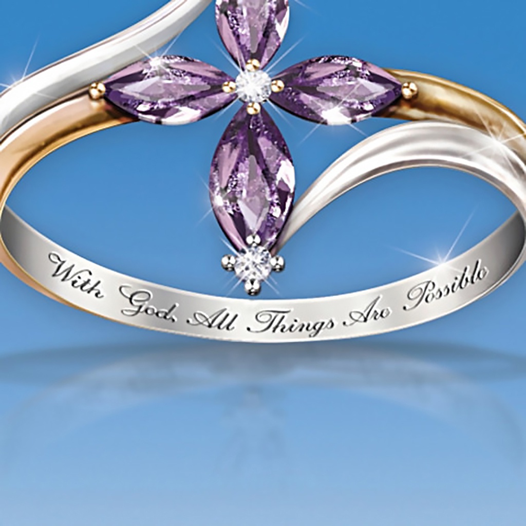 Hu Hu Hu Hu Hu Alat Bantu Pasang Kacamata♡ Cincin Wanita Bahan Tembaga Hias Amethyst Imitasi Warna Ganda Untuk Hadiah Valentinepesta