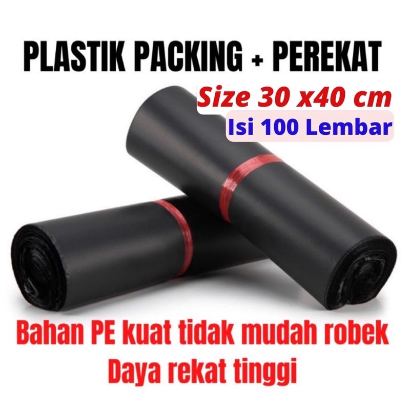 kantong olshop plastik polymailer / kantong kurir dhl/ plastik online 25x40 dan 30x40 isi 100pcs HITAM tebal