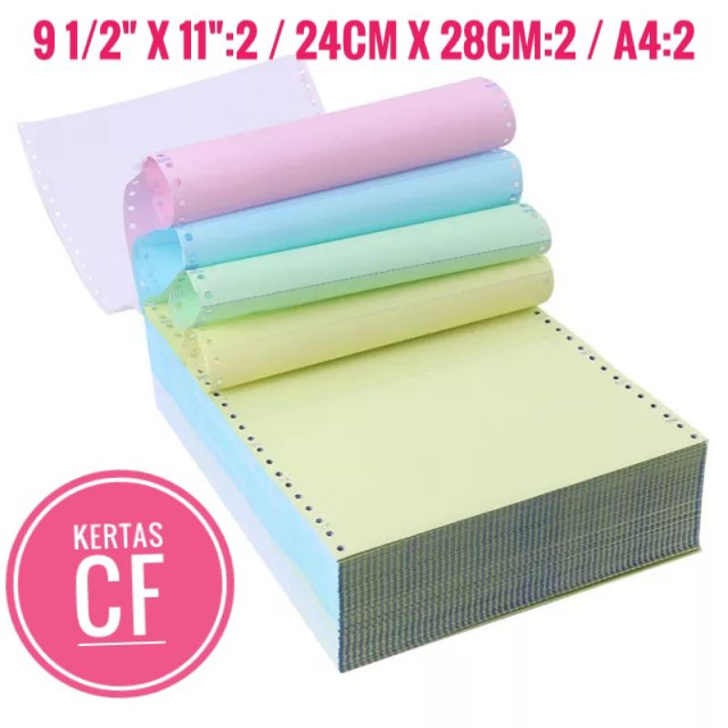 

KertasCF kertas continuous form 4Ply 9 1/2" x 11":2/24cm x 28cm:2/A4:2 NCR carbonless Paper