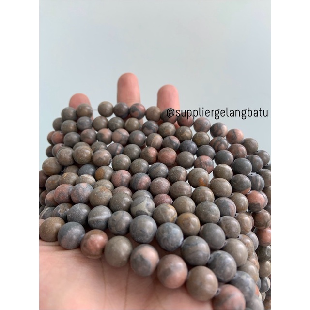 bahan ryolite jasper kokah coklat 10mm renceng batu akik gelang kalung